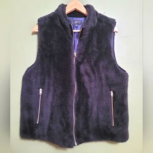 J.Crew Faux Shearling Zip-Up Vest Black Size L